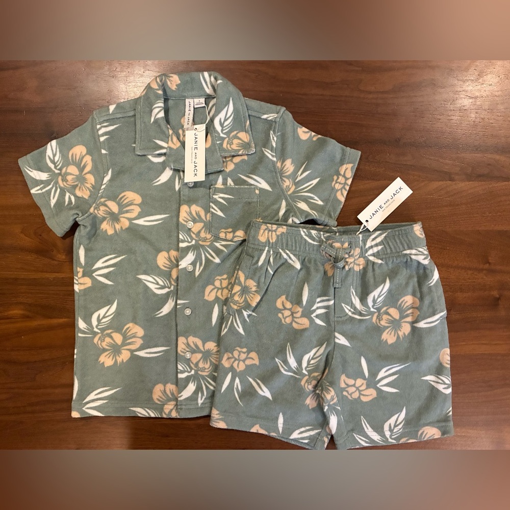NWT- Janie and Jack Tropical Floral Terry Matching Set Size 6 - Picture 7 of 7